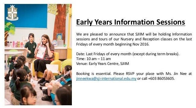 Monthly Early Years Information Sessions