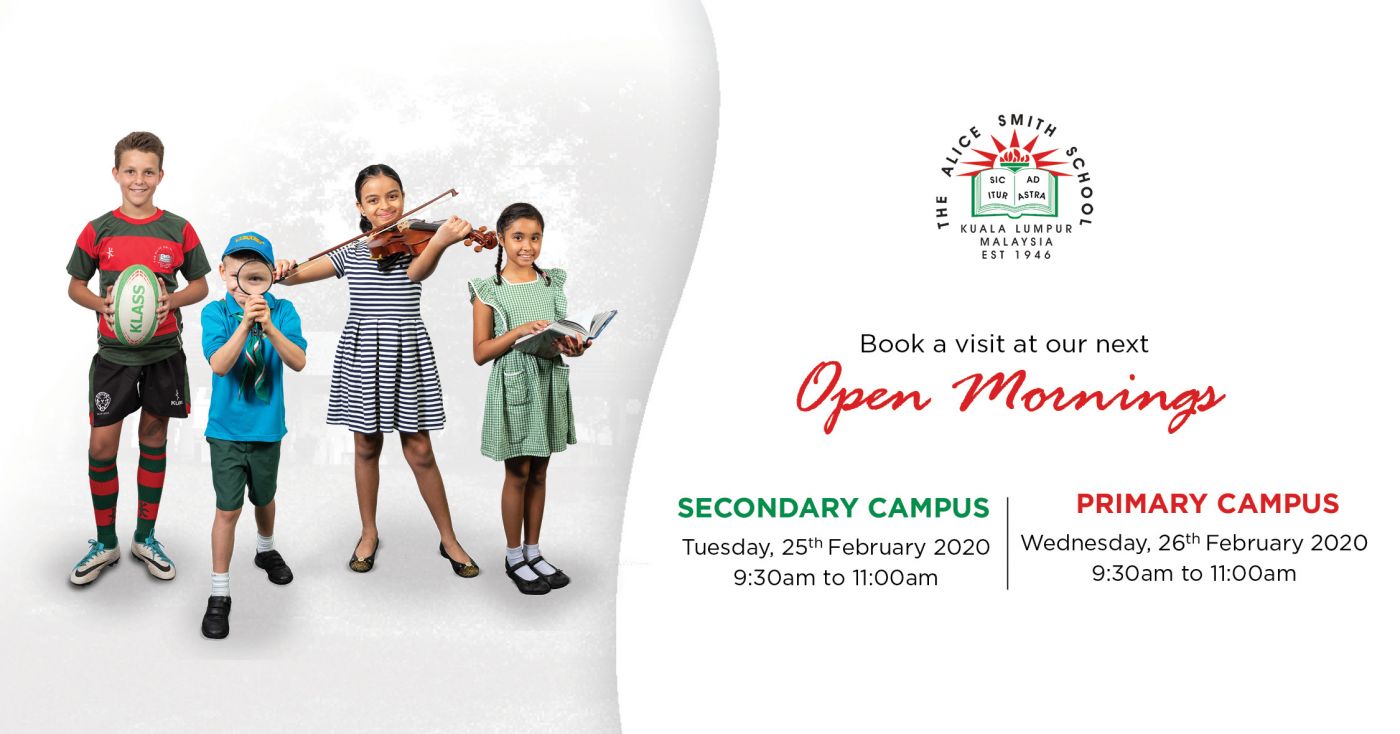 Alice Smith School Open Mornings 25th and 26th February 2020 and International School in Kuala Lumpur, Malaysia